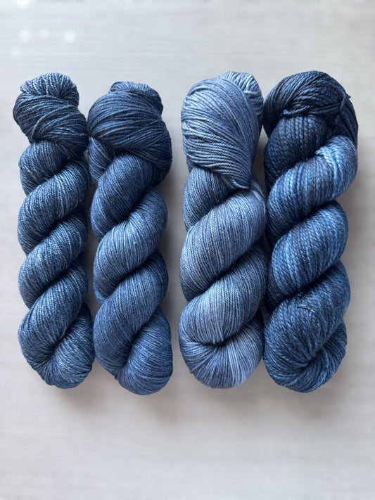 Moody Blue Artisan Hand Dyed Merino Wool Yarn