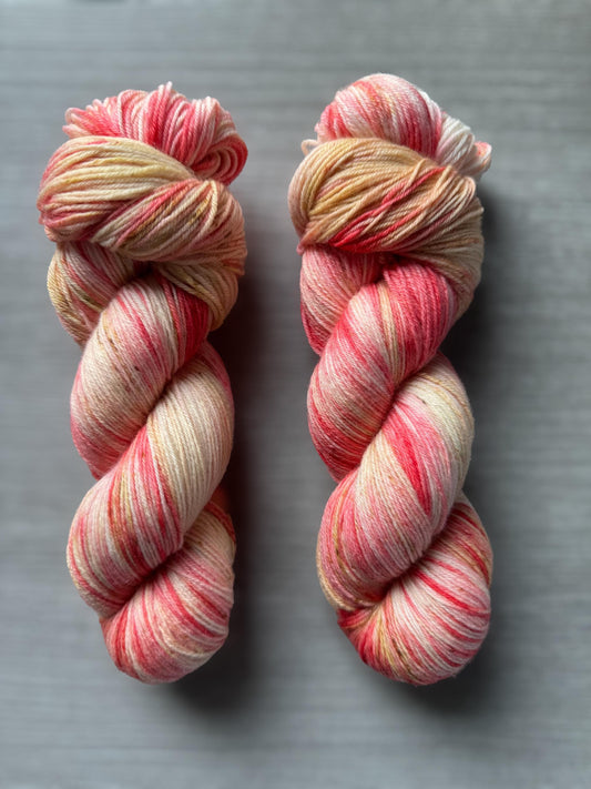Strawberry Shortcake Artisan Hand Dyed Merino Wool Yarn