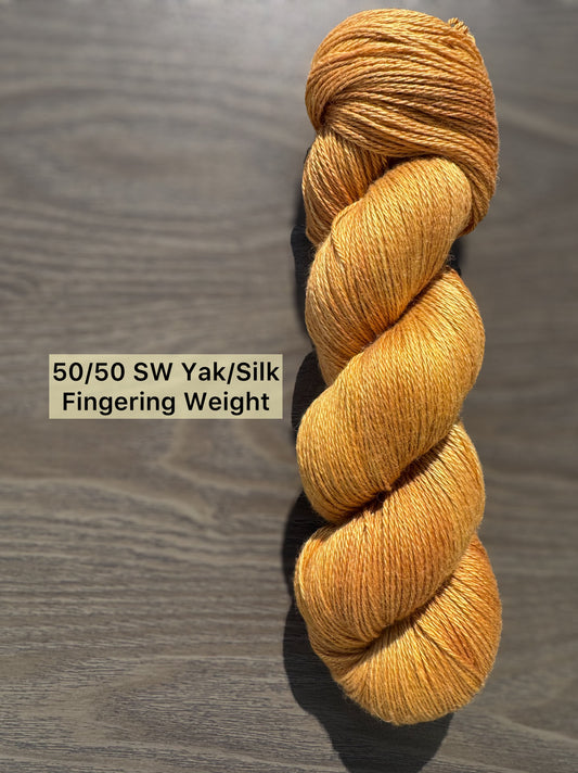 Yak and Silk Artisan Hand Dyed Fingering Weight Yarn