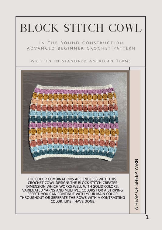 BoHo Block Stitch Crochet Cowl Yarn and Pattern Kit