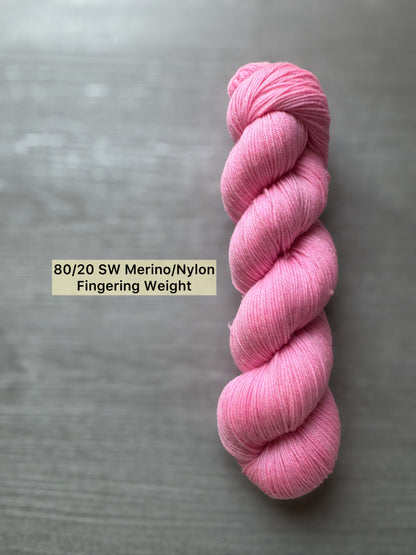 Bubblegum Pink Artisan Hand Dyed Merino Wool Yarn