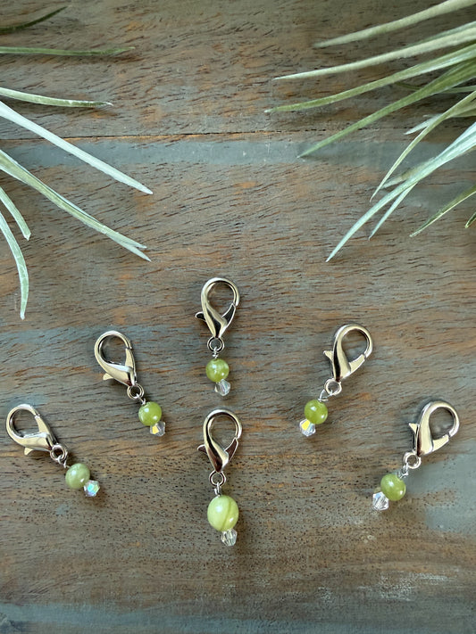 Jade Gemstone Locking Stitch Marker Set