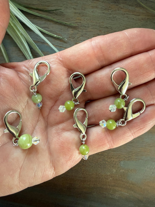 Jade Gemstone Locking Stitch Marker Set