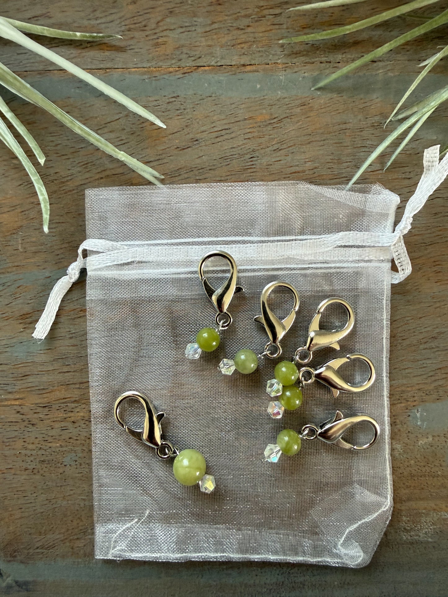 Jade Gemstone Locking Stitch Marker Set