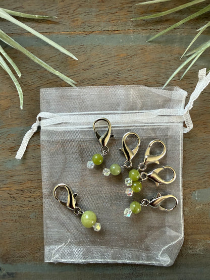 Jade Gemstone Locking Stitch Marker Set