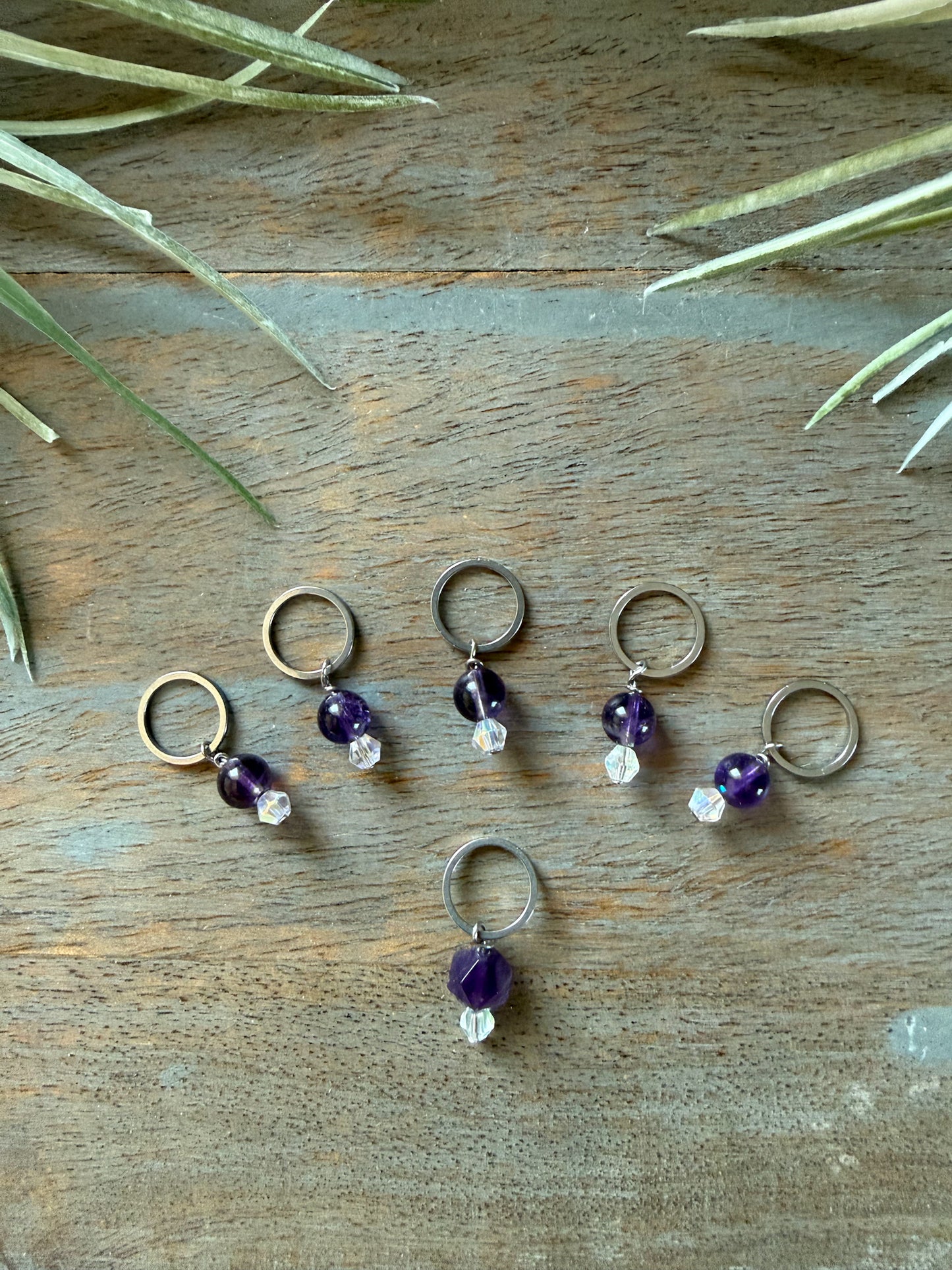 Amethyst Gemstone Stitch Marker Set