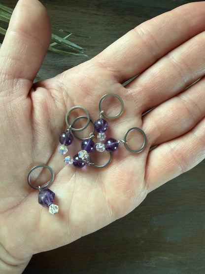 Amethyst Gemstone Stitch Marker Set