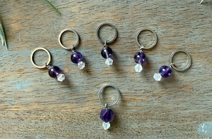 Amethyst Gemstone Stitch Marker Set