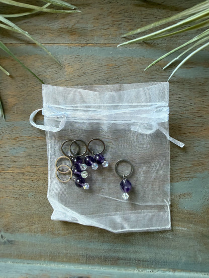 Amethyst Gemstone Stitch Marker Set
