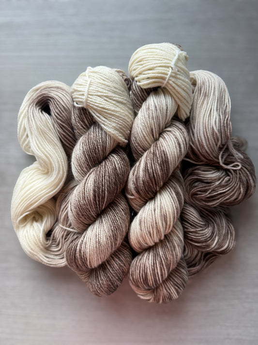 Barely There Brown Artisan Hand Dyed Merino Wool Yarn
