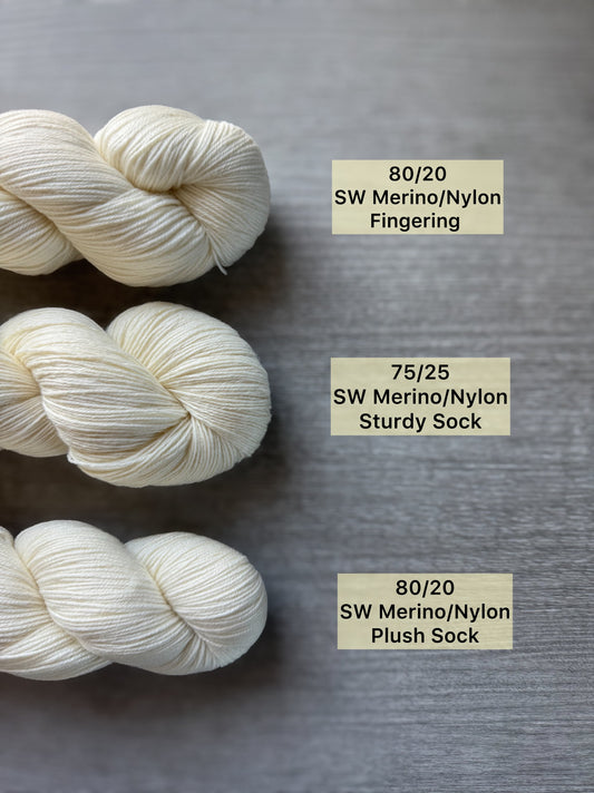 Birthday Suit Undyed Bare Merino Wool Yarn Skeins