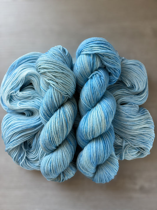 Blue Sky Marbled Artisan Hand Dyed Merino Wool Yarn