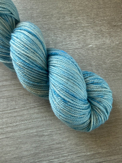 Blue Sky Marbled Artisan Hand Dyed Merino Wool Yarn