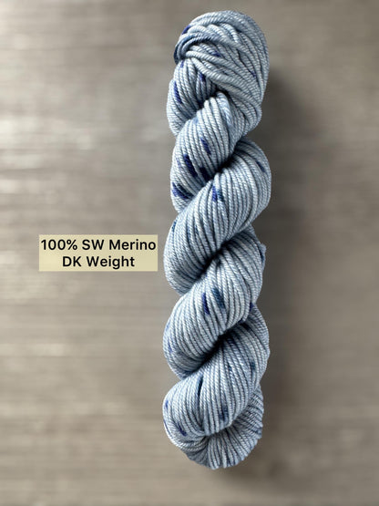 Blue Tweed Style Artisan Hand Dyed Merino Wool Yarn