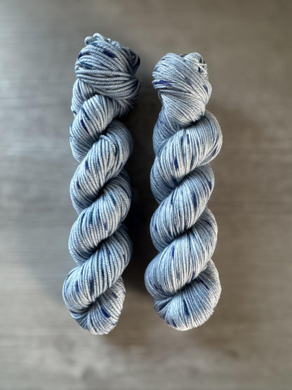 Blue Tweed Style Artisan Hand Dyed Merino Wool Yarn