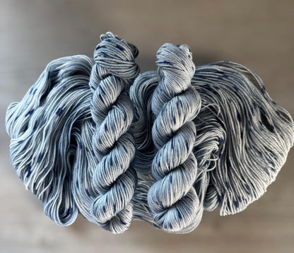 Blue Tweed Style Artisan Hand Dyed Merino Wool Yarn