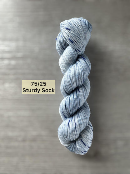 Blue Tweed Style Artisan Hand Dyed Merino Wool Yarn