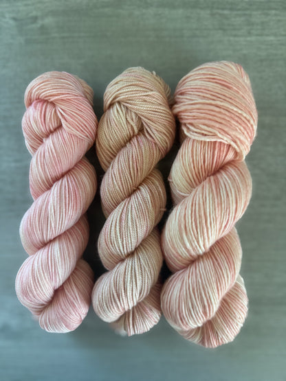 Blush Marbled Artisan Hand Dyed Merino Wool Yarn