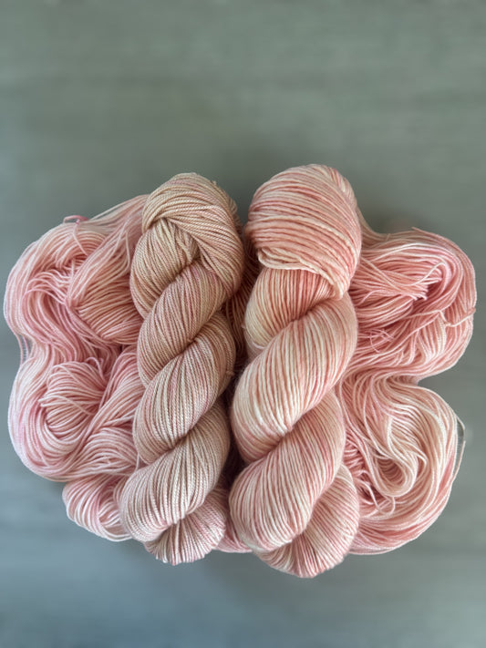 Blush Marbled Artisan Hand Dyed Merino Wool Yarn