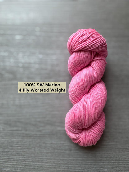 Bubblegum Pink Artisan Hand Dyed Merino Wool Yarn