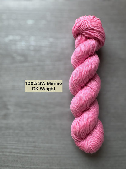 Bubblegum Pink Artisan Hand Dyed Merino Wool Yarn