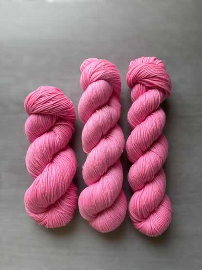 Bubblegum Pink Artisan Hand Dyed Merino Wool Yarn