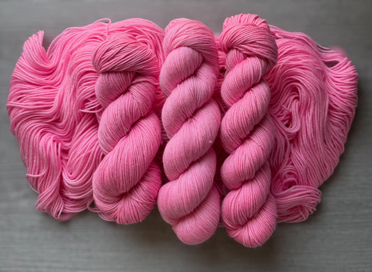 Bubblegum Pink Artisan Hand Dyed Merino Wool Yarn