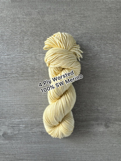 Butter Yellow Artisan Hand Dyed Merino Wool Yarn