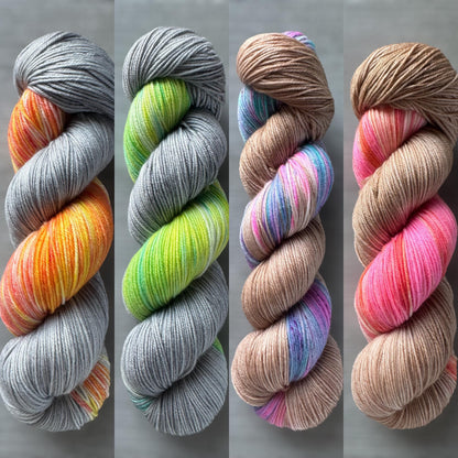 Neon Variegated Artisan Hand Dyed Merino Wool Yarn