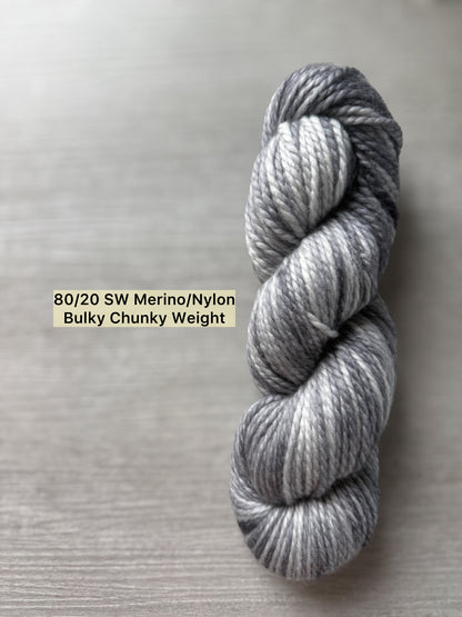 Chinchilla Gray Artisan Hand Dyed Merino Wool Yarn