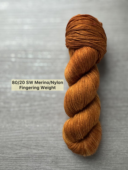 Cognac Artisan Yarn Hand Dyed Merino Wool
