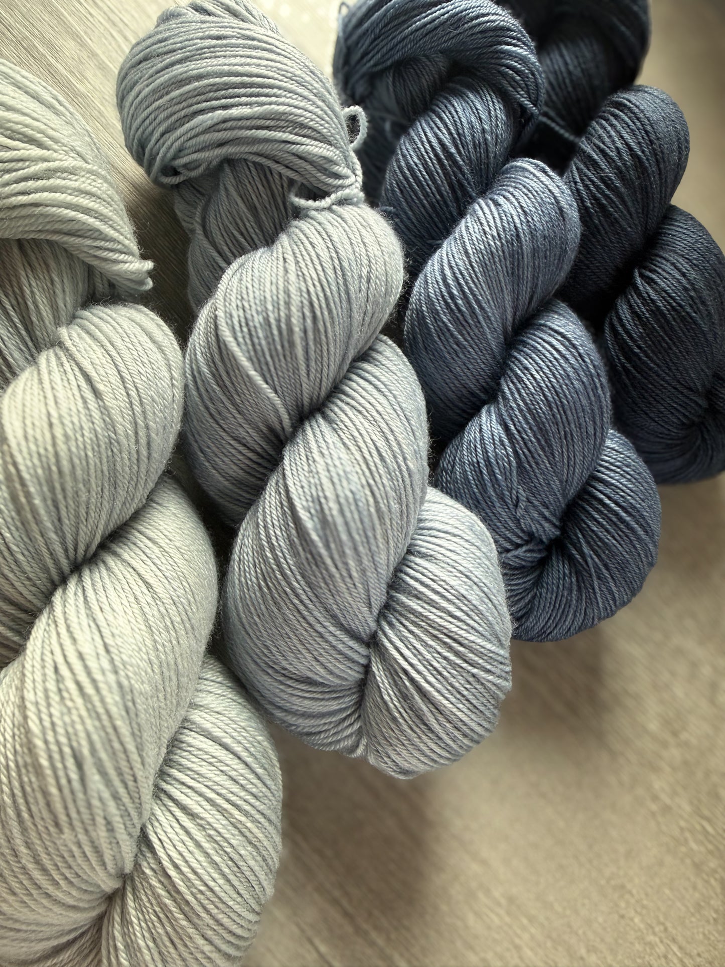 Denim Fade Set Artisan Hand Dyed Merino Wool Yarn