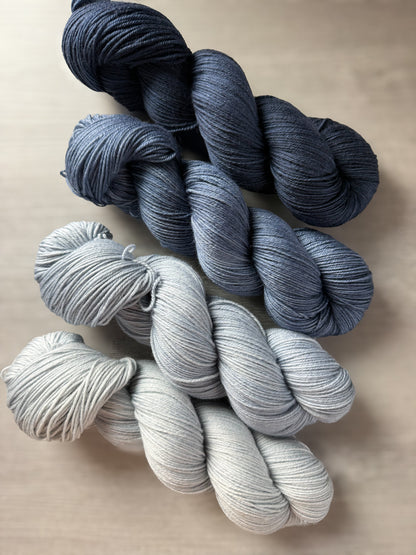 Denim Fade Set Artisan Hand Dyed Merino Wool Yarn
