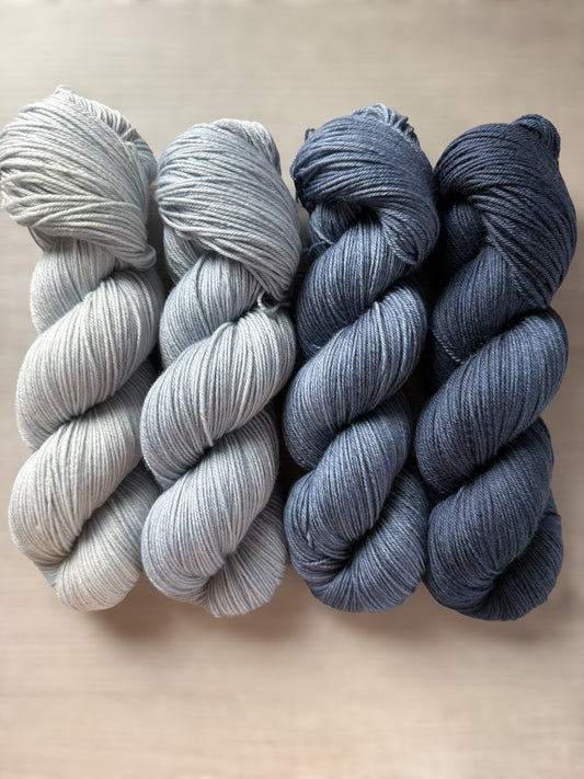 Denim Fade Set Artisan Hand Dyed Merino Wool Yarn
