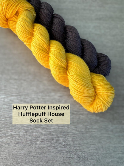 Hufflepuff House Hand Dyed Sock Yarn Set Harry Potter Inspired