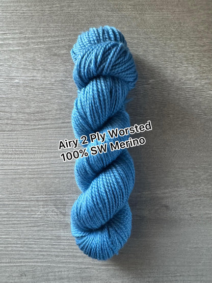 Cerulean Blue Artisan Hand Dyed Merino Wool Yarn
