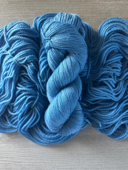 Cerulean Blue Artisan Hand Dyed Merino Wool Yarn