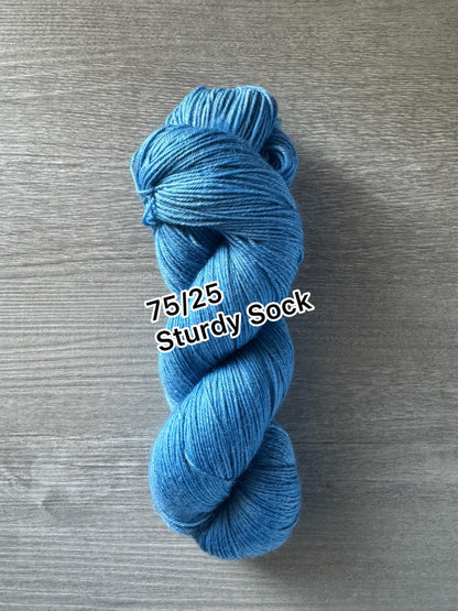 Cerulean Blue Artisan Hand Dyed Merino Wool Yarn