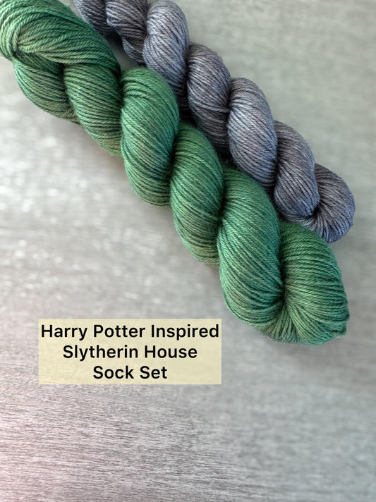 Slytherin House Hand Dyed Mini Skein Harry Potter Inspired Yarn