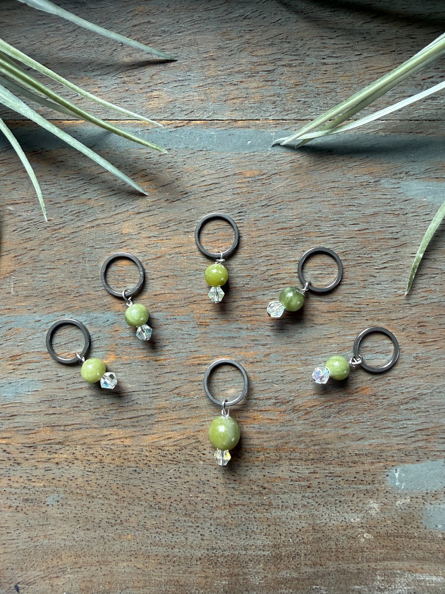 Jade Gemstone Locking Stitch Marker Set