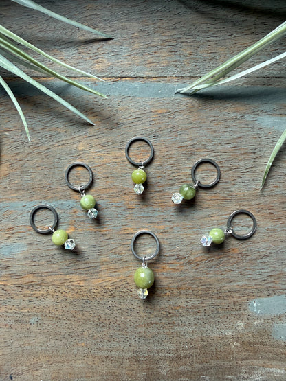 Jade Gemstone Locking Stitch Marker Set