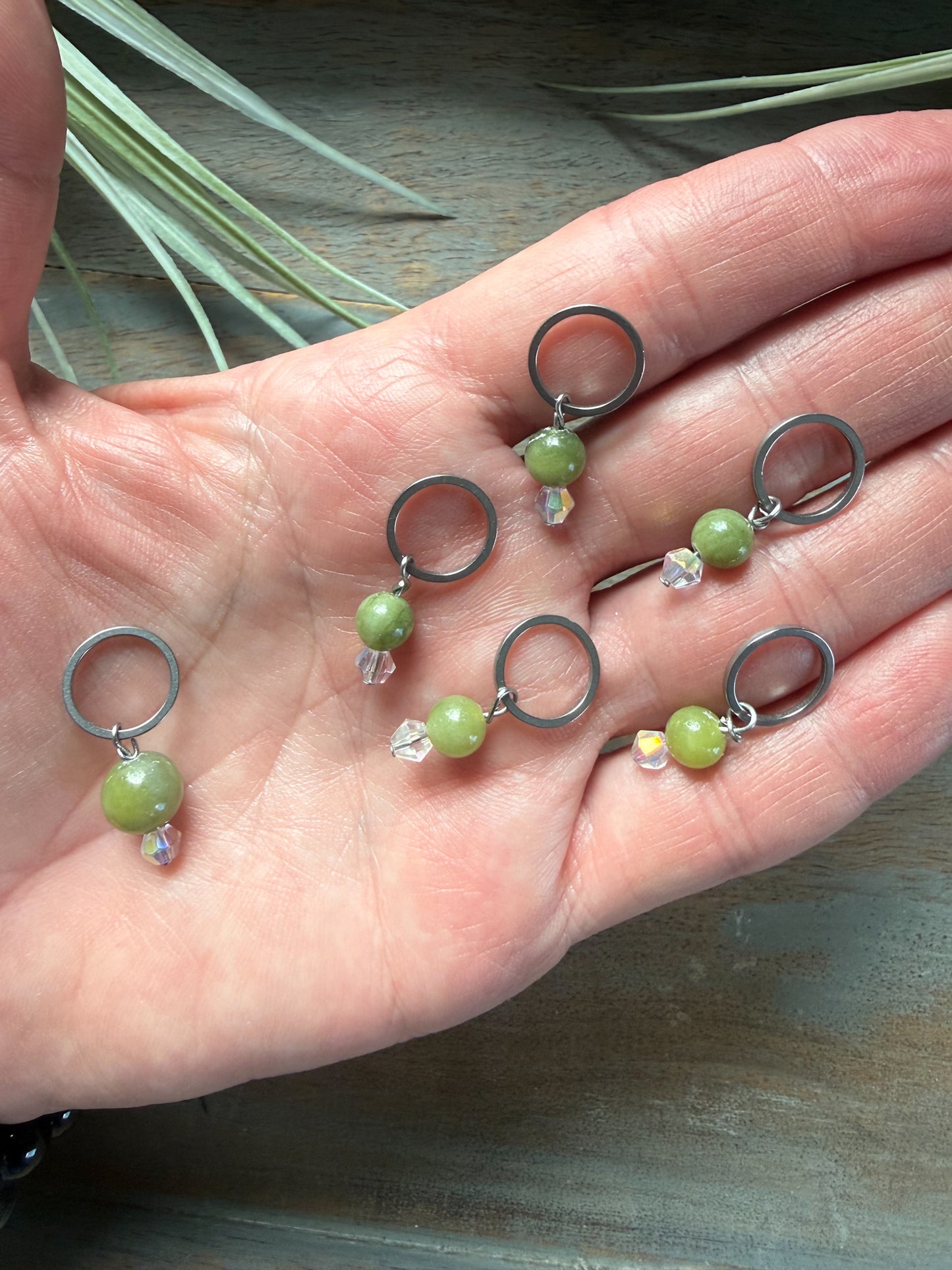 Jade Gemstone Locking Stitch Marker Set