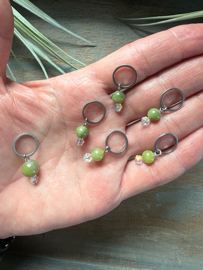 Jade Gemstone Locking Stitch Marker Set