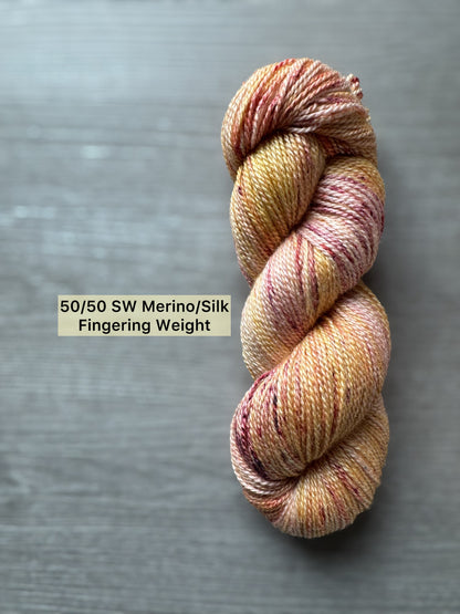 Just Peachy Artisan Hand Dyed Merino Wool Yarn