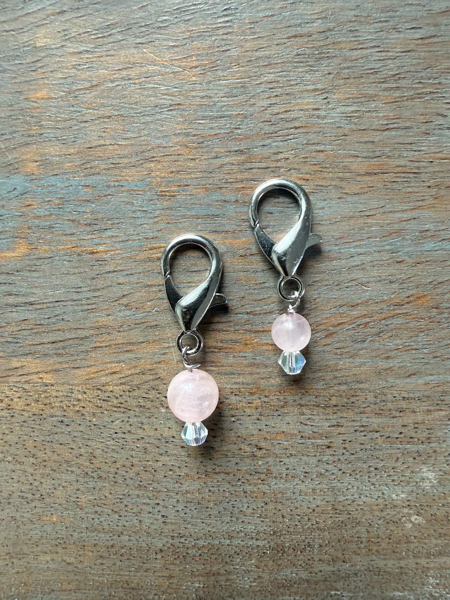 Rose Quartz Gemstone Locking Stitch Marker Set