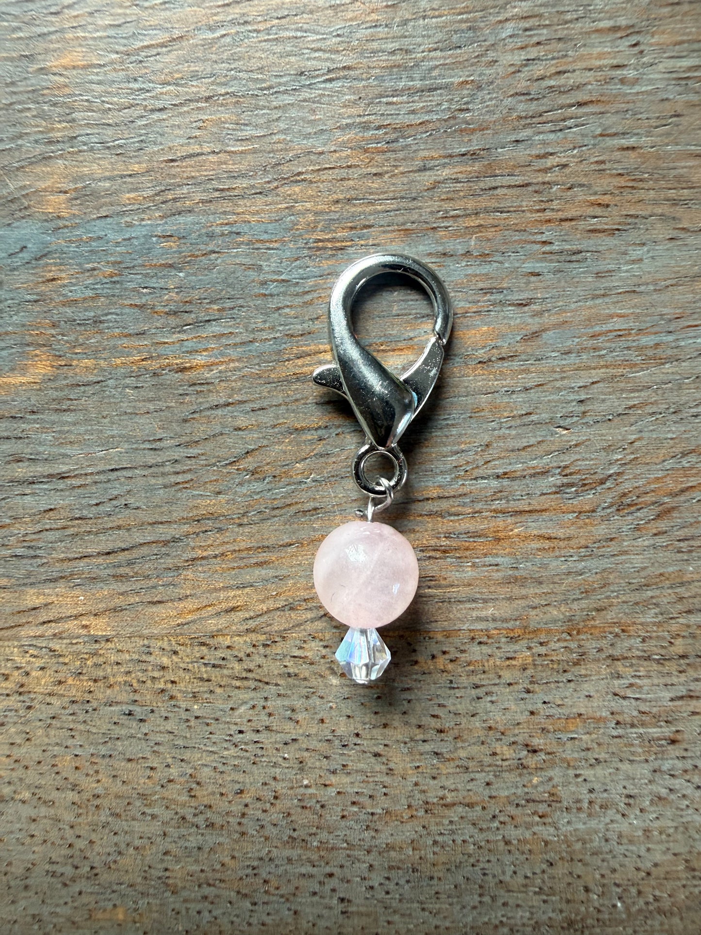 Rose Quartz Gemstone Locking Stitch Marker Set