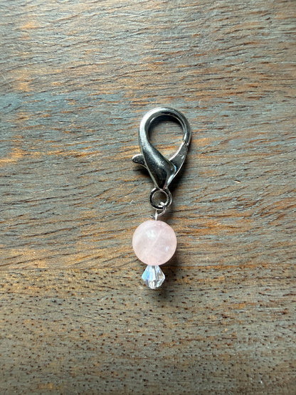 Rose Quartz Gemstone Locking Stitch Marker Set