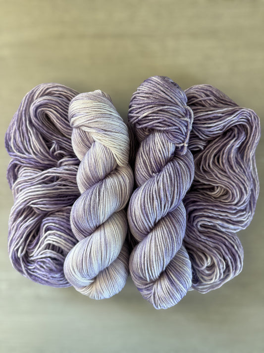 Mauve Marbled Artisan Hand Dyed Merino Wool Yarn