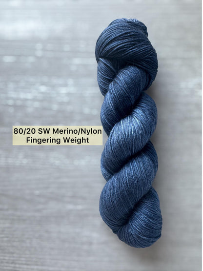Moody Blue Artisan Hand Dyed Merino Wool Yarn