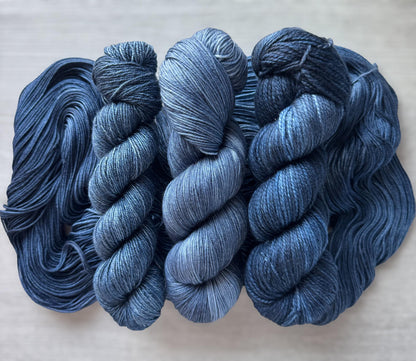Moody Blue Artisan Hand Dyed Merino Wool Yarn